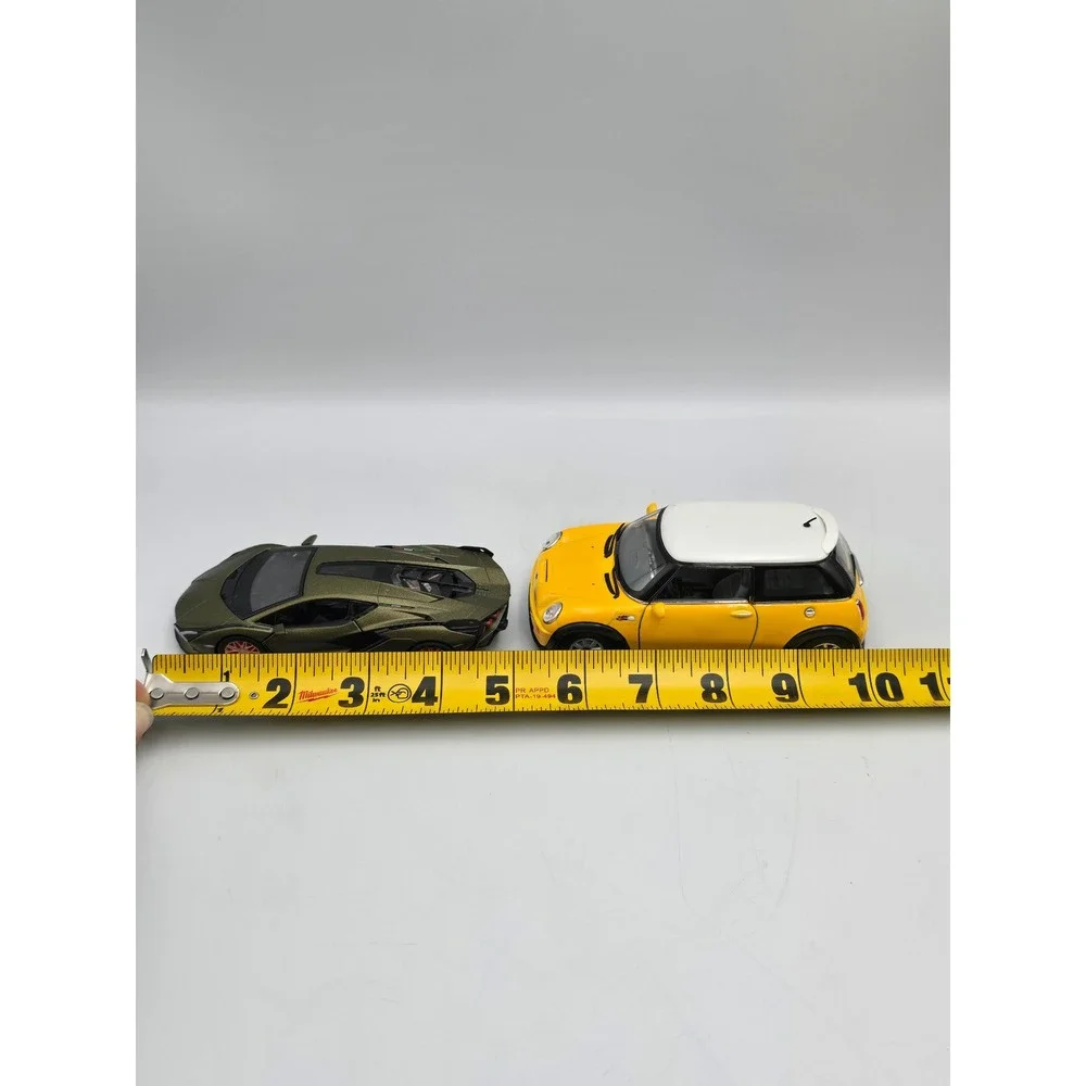 Kinsmart Diecast Cars Lamborghini‎ Sian & Mini Cooper S Yellow Green Excellent